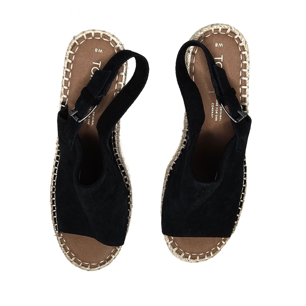 TOMS Monica Wedge Heel in Black Suede - Picture 3 of 7